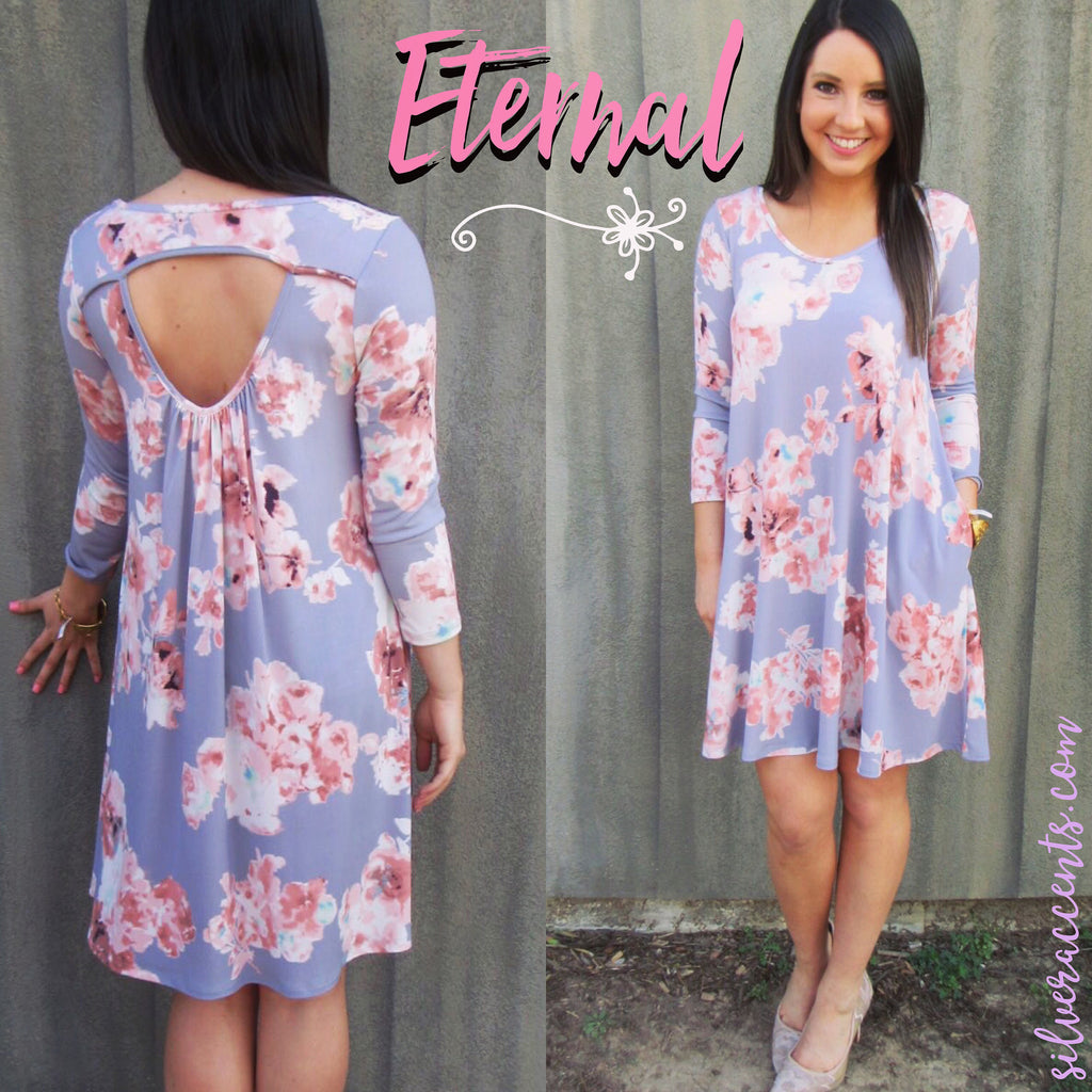 ETERNAL Floral Cutout Back Knit Dress