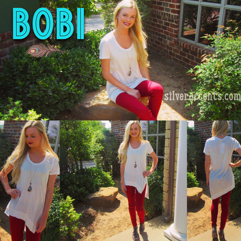 Bone BOBI LightWeight Jersey CAMDEN SideSlit Asymmetric Tee Top