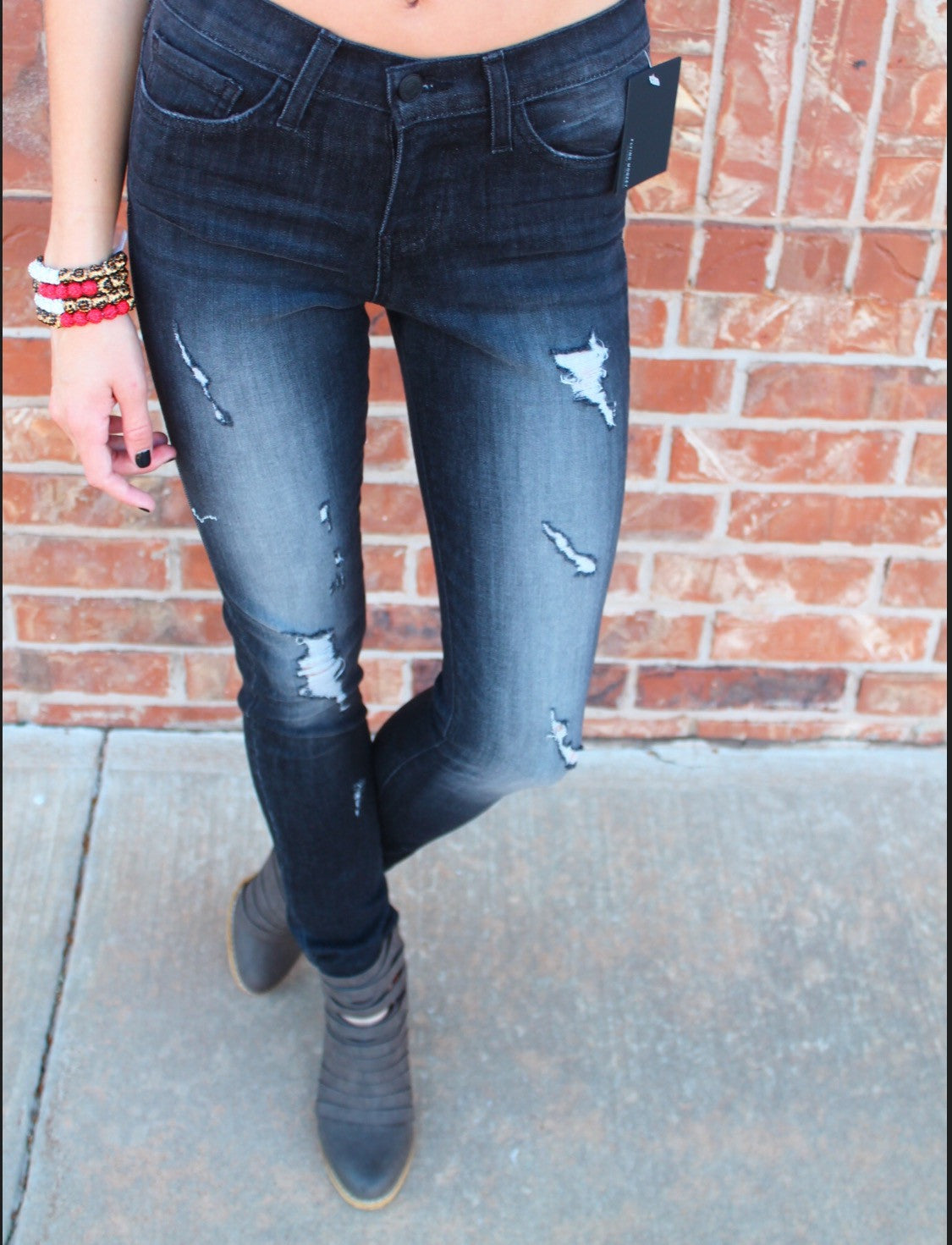 FLYING MONKEY Distressed BLACK CROW Midrise Skinny Jean