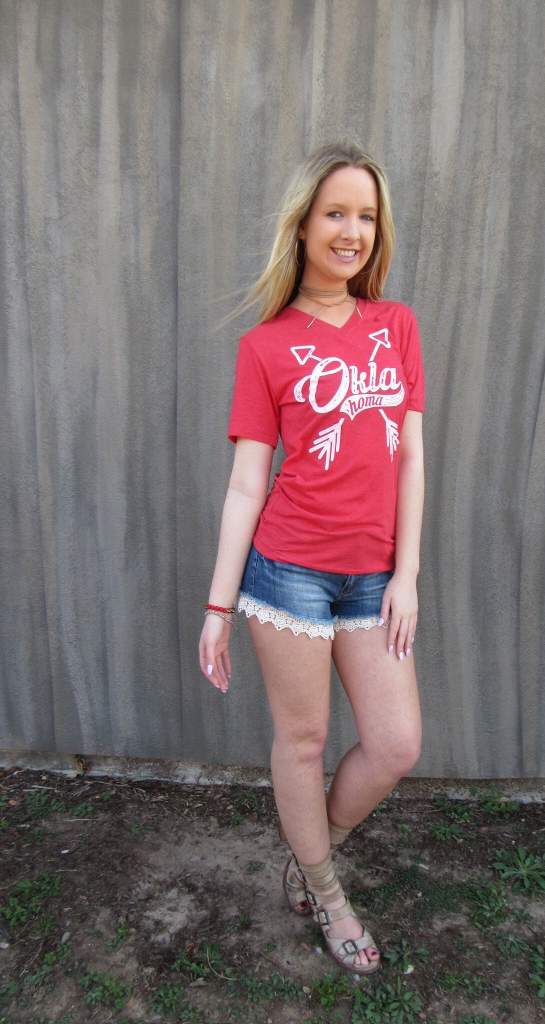 OK & ARROWS Canvas V-Neck TriBlend Tee Top