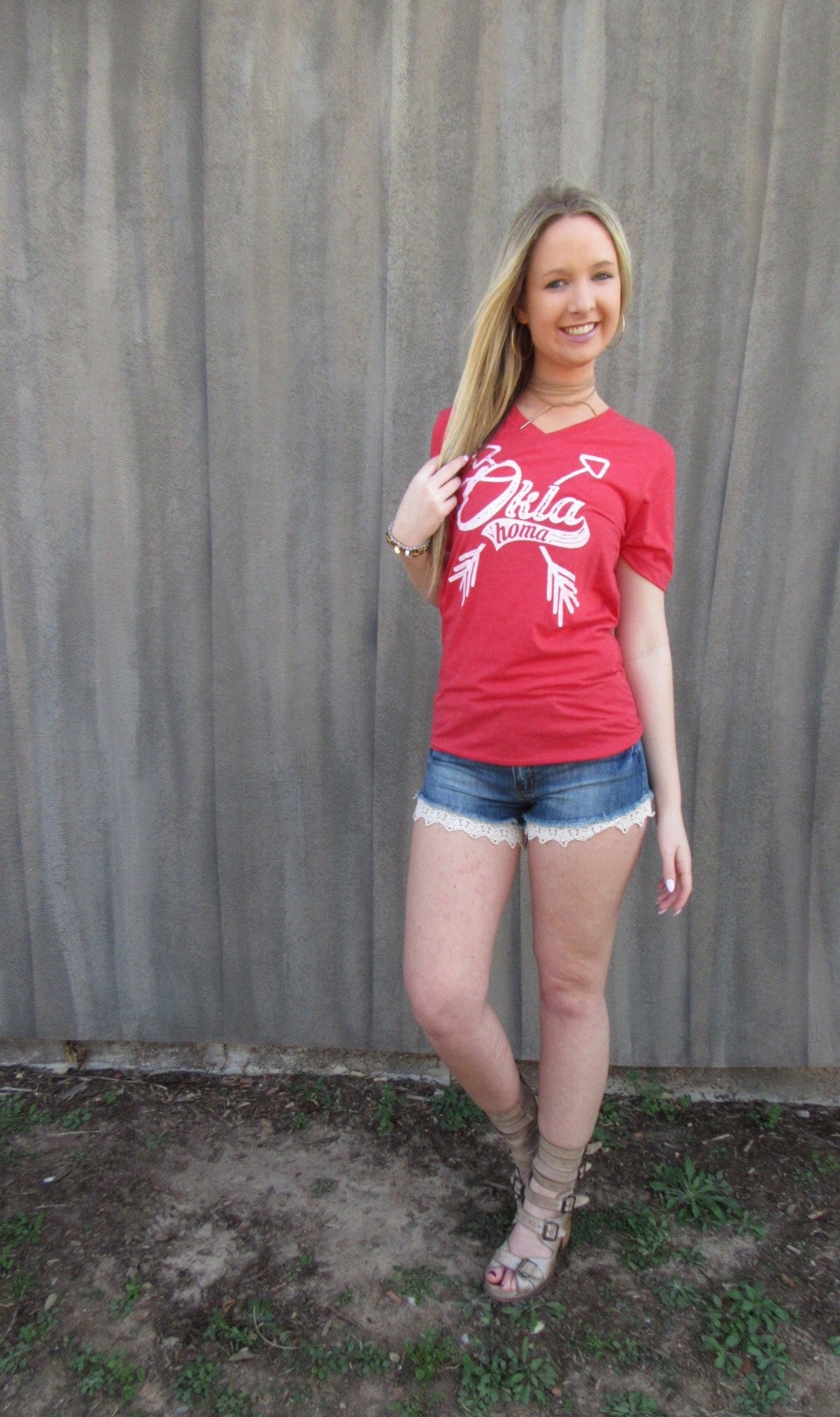 OK & ARROWS Canvas V-Neck TriBlend Tee Top