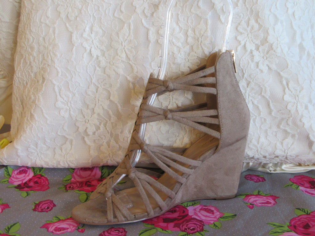 LUNA Taupe Strappy Knotted Wedge Sandal