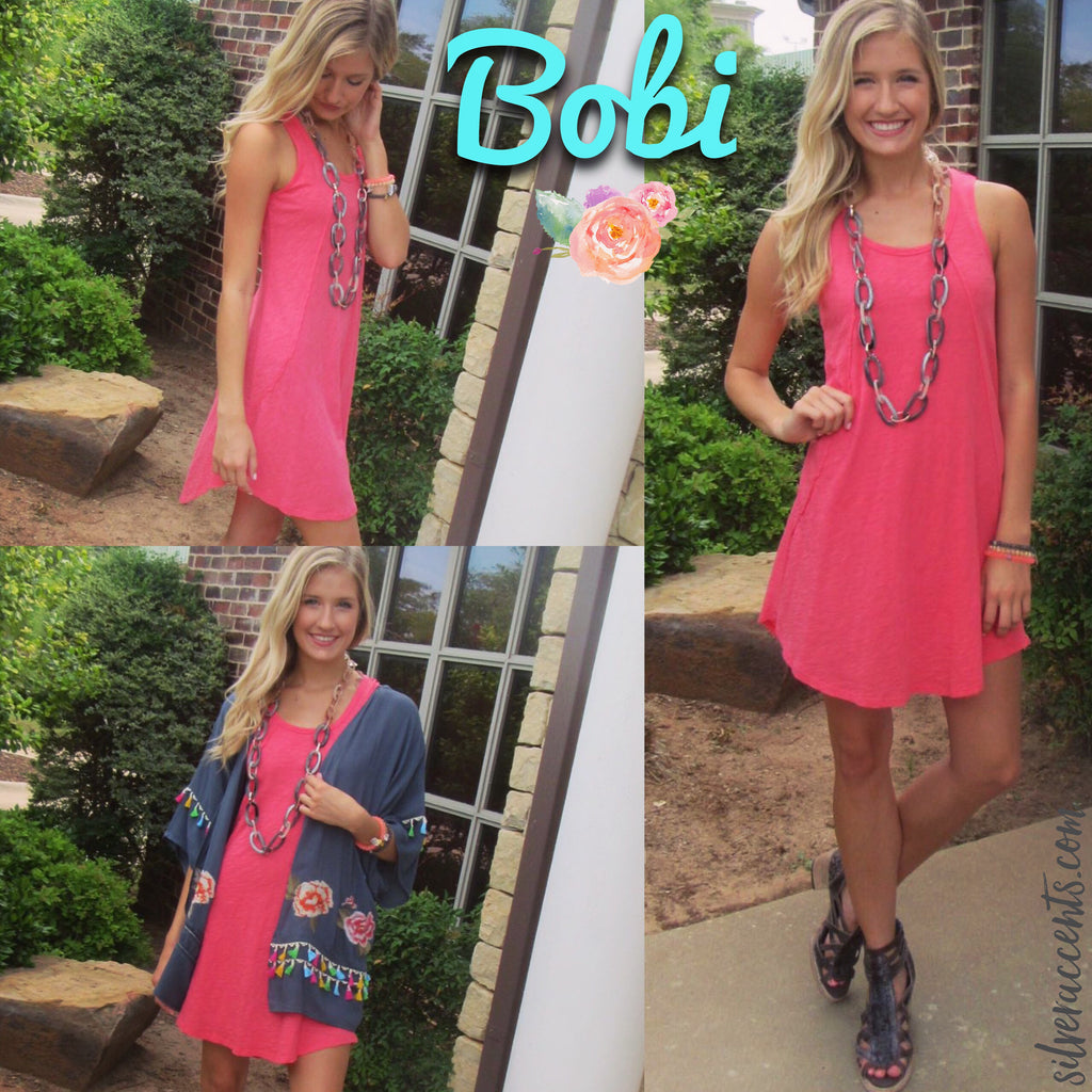 BOBI Slub Jersey TRUE GRIT RawSeam Detail ScoopHem Tank Dress