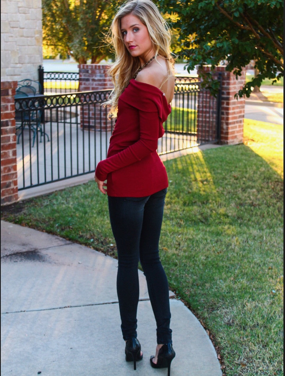 BOBI Thermal Knit SHERIDAN OffShoulder Tunic Top