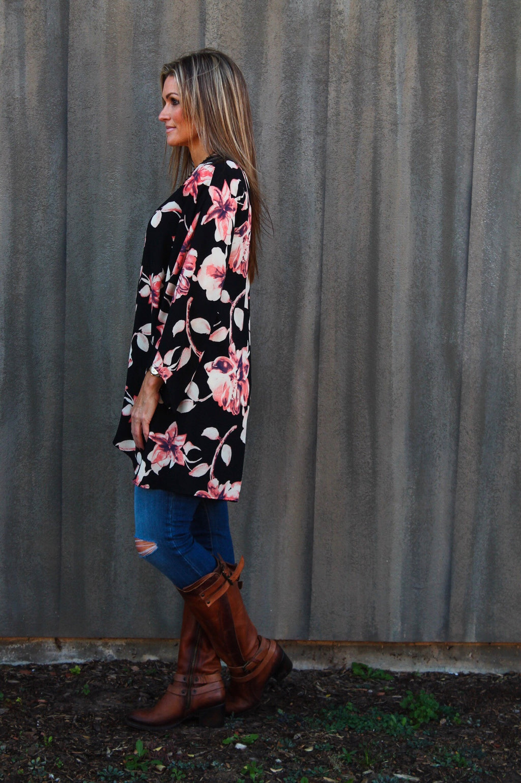 MOSCATO Floral Print Kimono Cardigan Top
