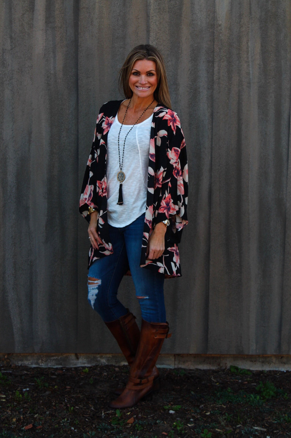MOSCATO Floral Print Kimono Cardigan Top