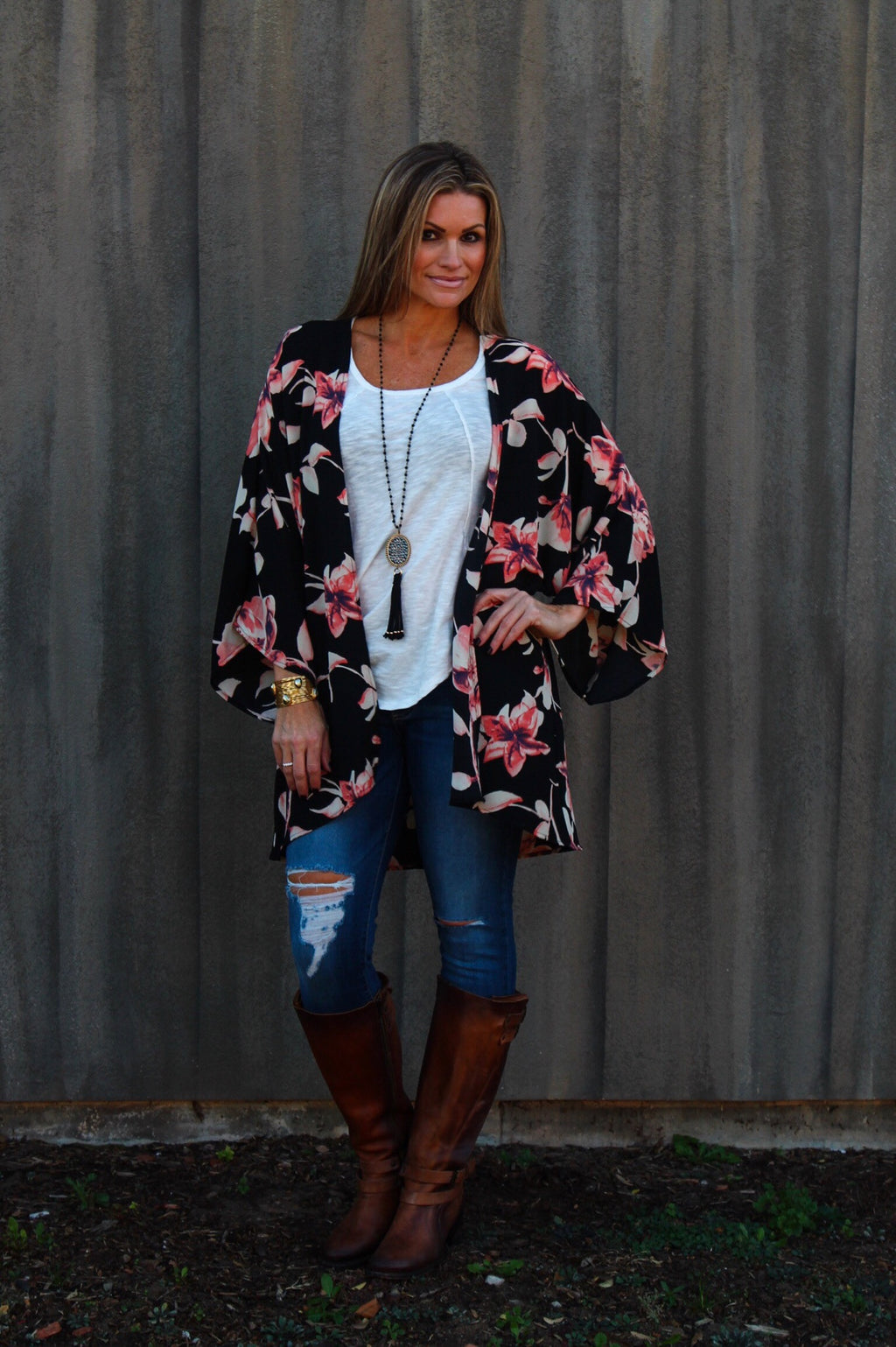MOSCATO Floral Print Kimono Cardigan Top
