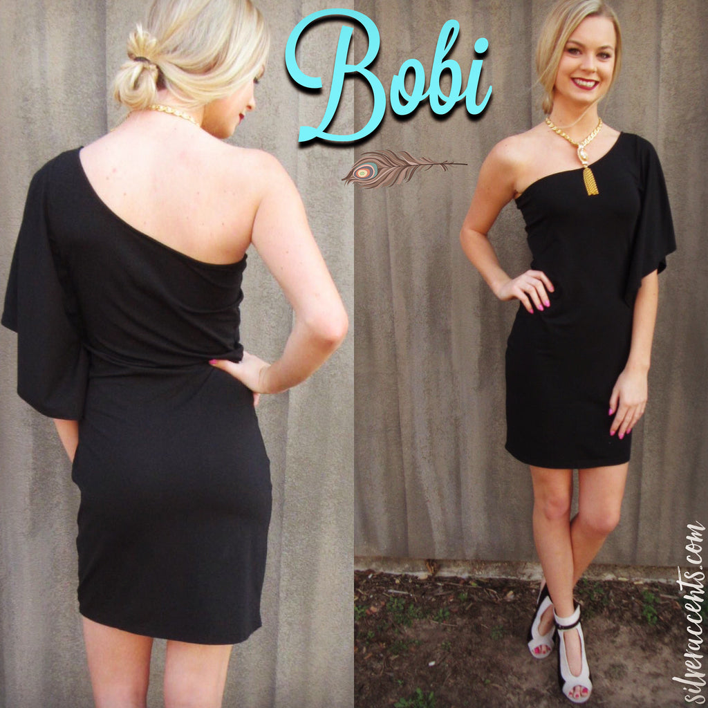 BOBI Ltwt Jersey SAVILLE ROW OneShoulder Dress