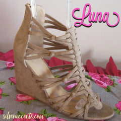 LUNA Taupe Strappy Knotted Wedge Sandal
