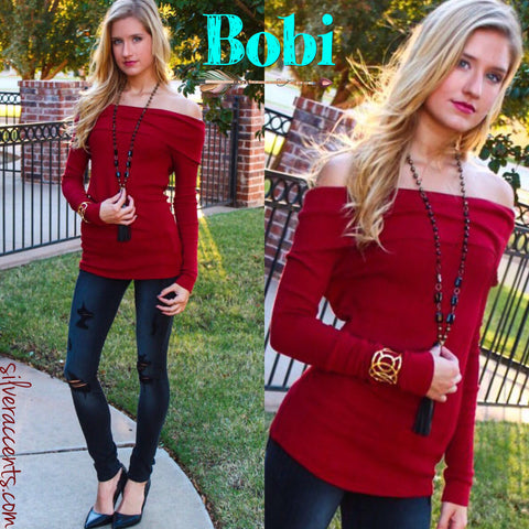 BOBI Thermal Knit SHERIDAN OffShoulder Tunic Top