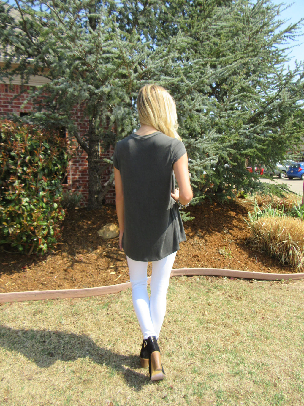 MARQUEE Mineral Wash CutoutNeck Tencel Jersey Top