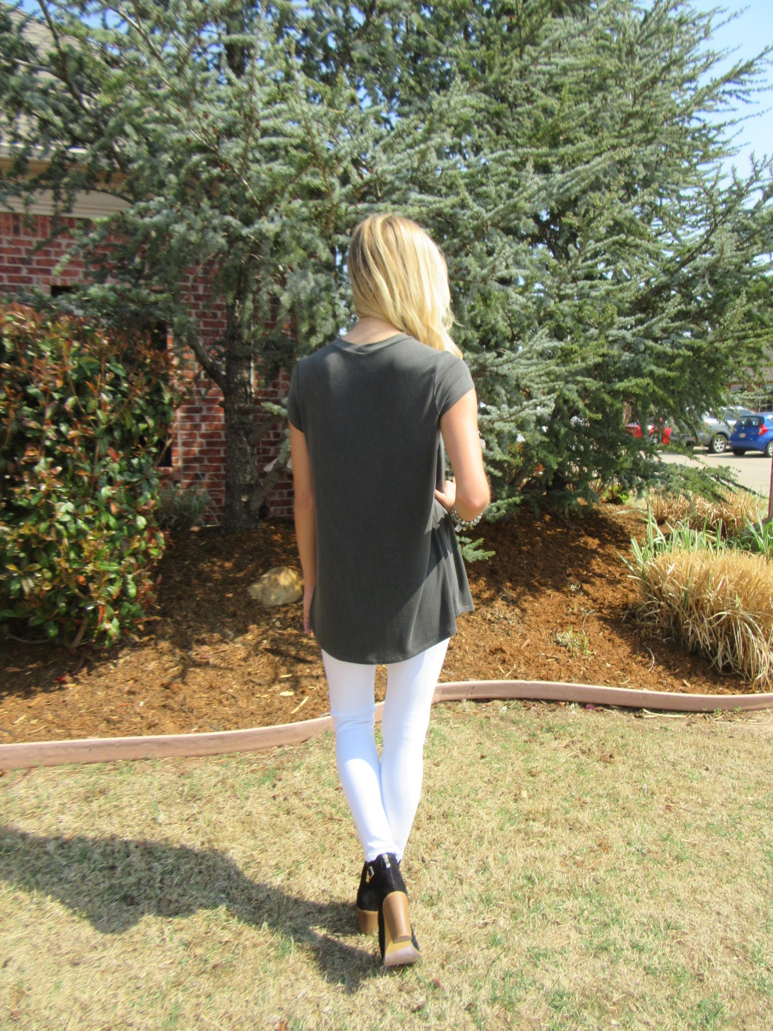 MARQUEE Mineral Wash CutoutNeck Tencel Jersey Top