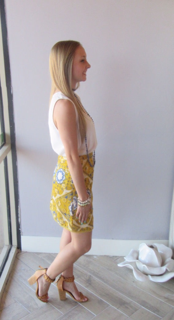 LENOX Embroidered Floral Pencil Skirt