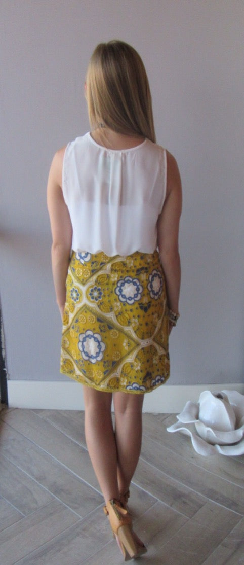LENOX Embroidered Floral Pencil Skirt