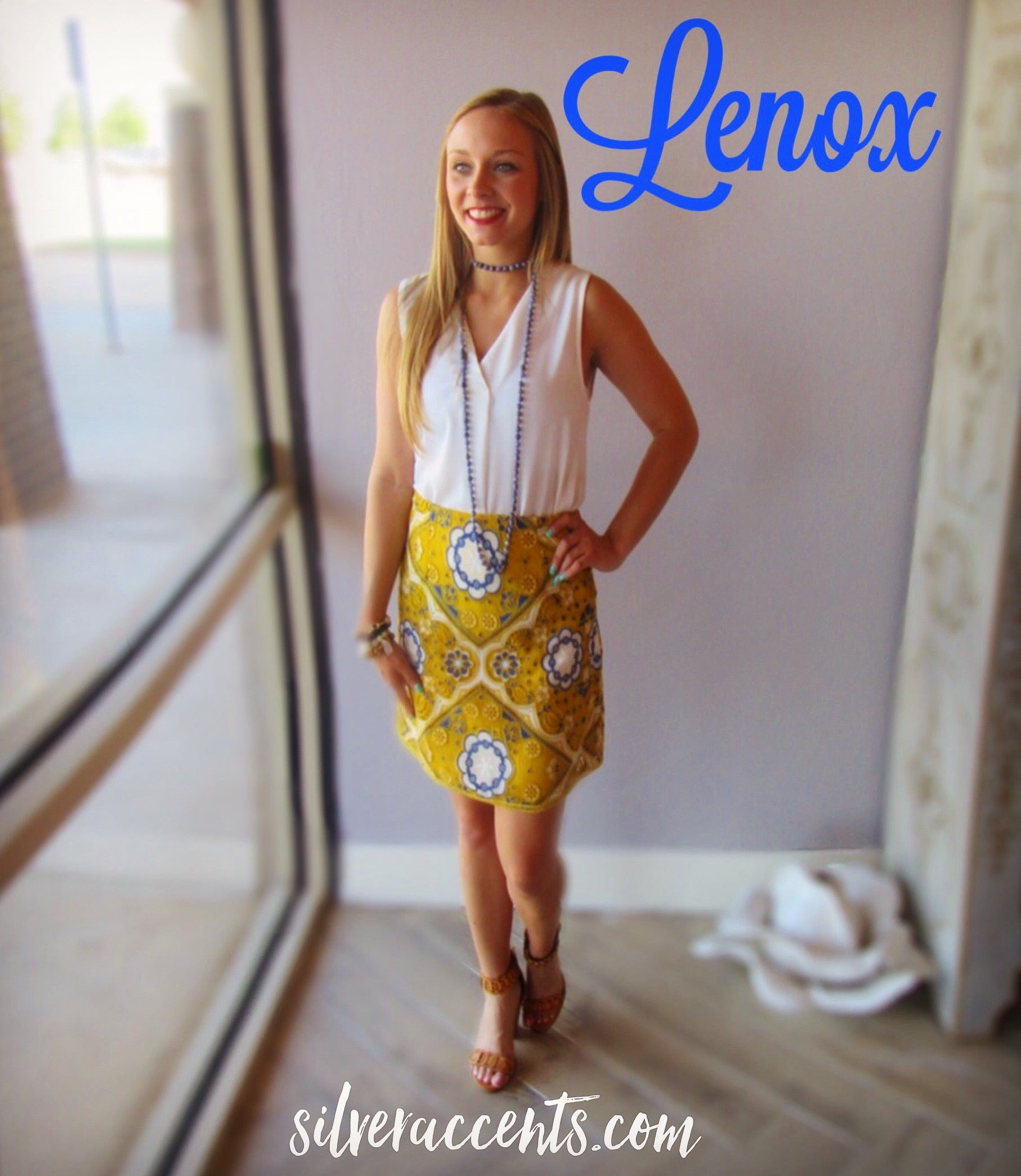 LENOX Embroidered Floral Pencil Skirt