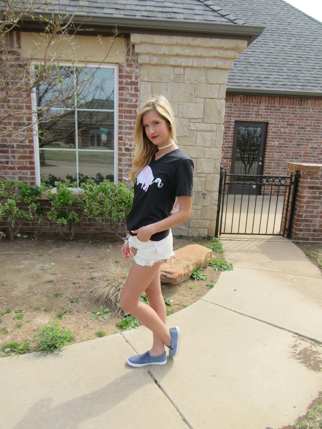 OKLAHOMA STORYBOARD Charcoal V-Neck TriBlend Tee Top