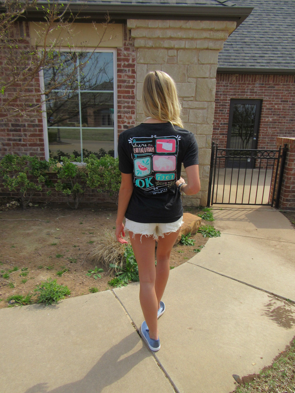 OKLAHOMA STORYBOARD Charcoal V-Neck TriBlend Tee Top