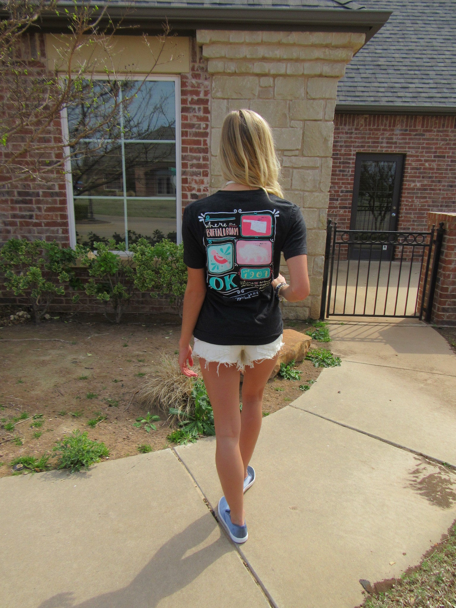 OKLAHOMA STORYBOARD Charcoal V-Neck TriBlend Tee Top