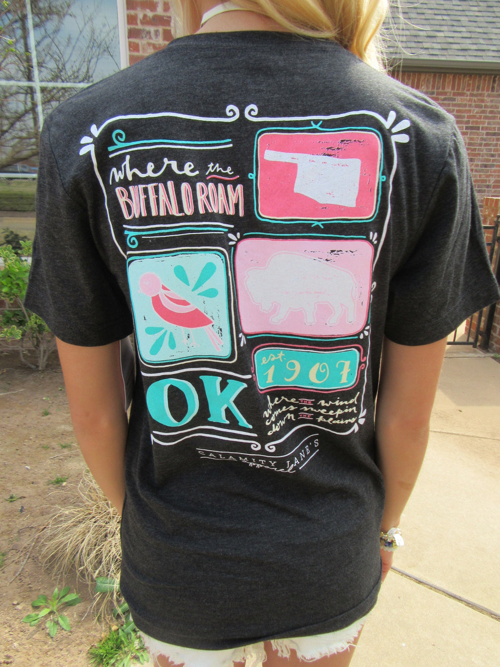 OKLAHOMA STORYBOARD Charcoal V-Neck TriBlend Tee Top