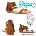 PAGOSA Camel Strappy Tassel Sandal Shoes
