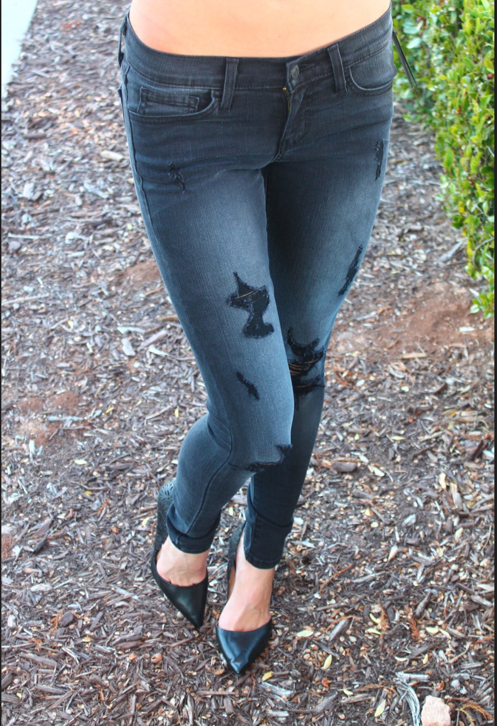 FLYING MONKEY Distressed ONYX BLACK Skinny Jeans