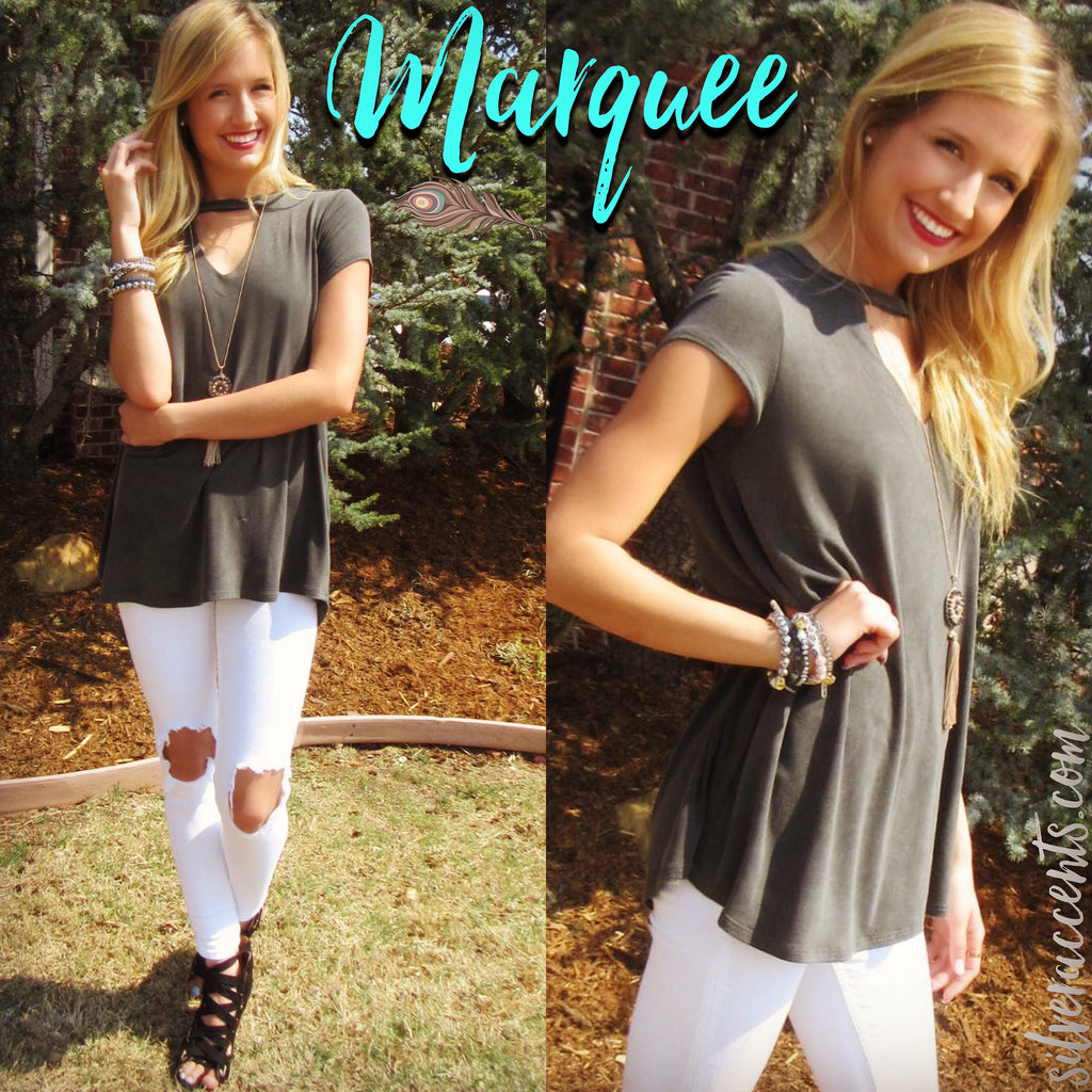 MARQUEE Mineral Wash CutoutNeck Tencel Jersey Top