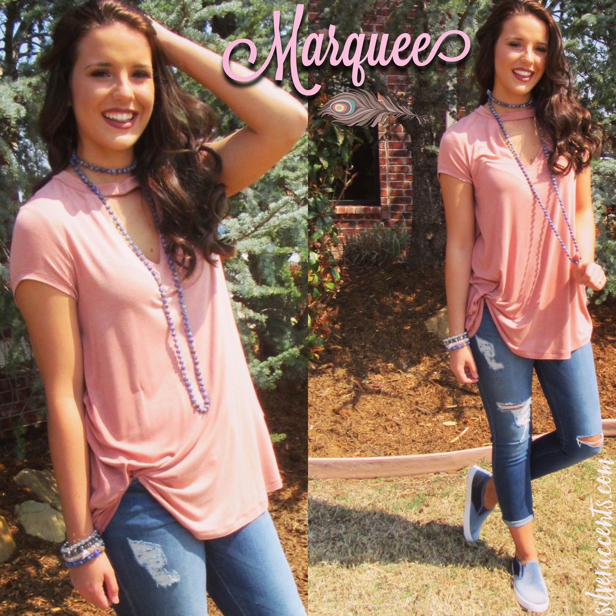 MARQUEE Mineral Wash CutoutNeck Tencel Jersey Top
