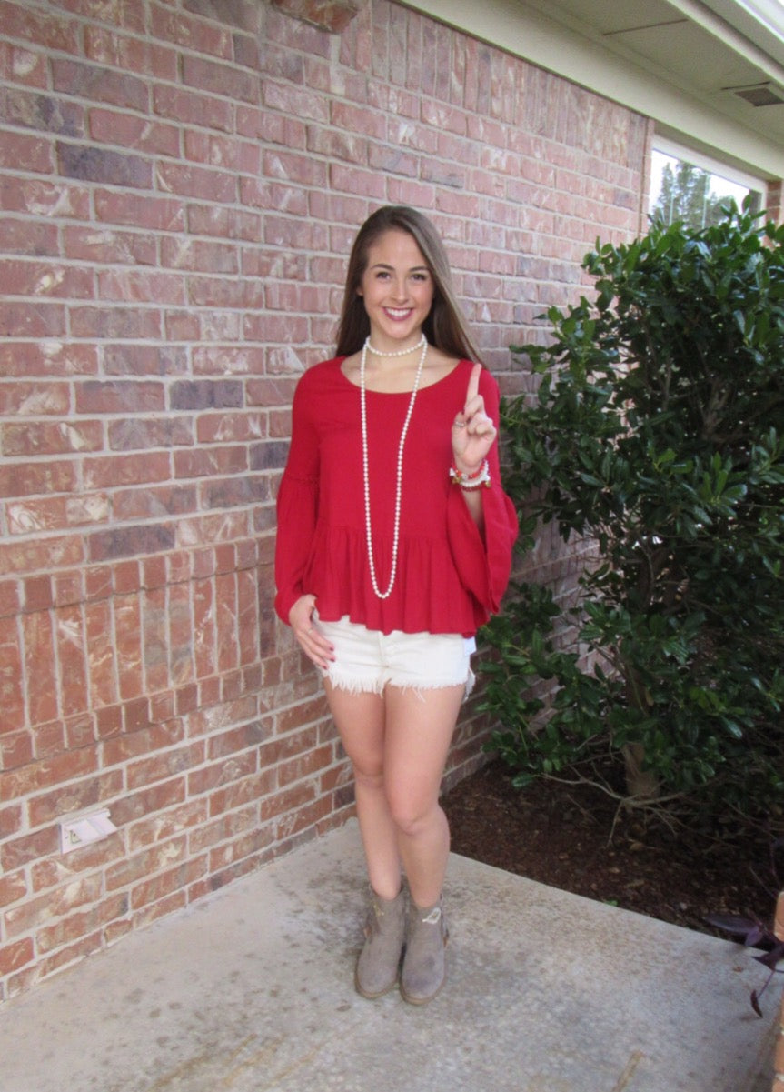 BOREN Gauze Babydoll BellSleeve Top