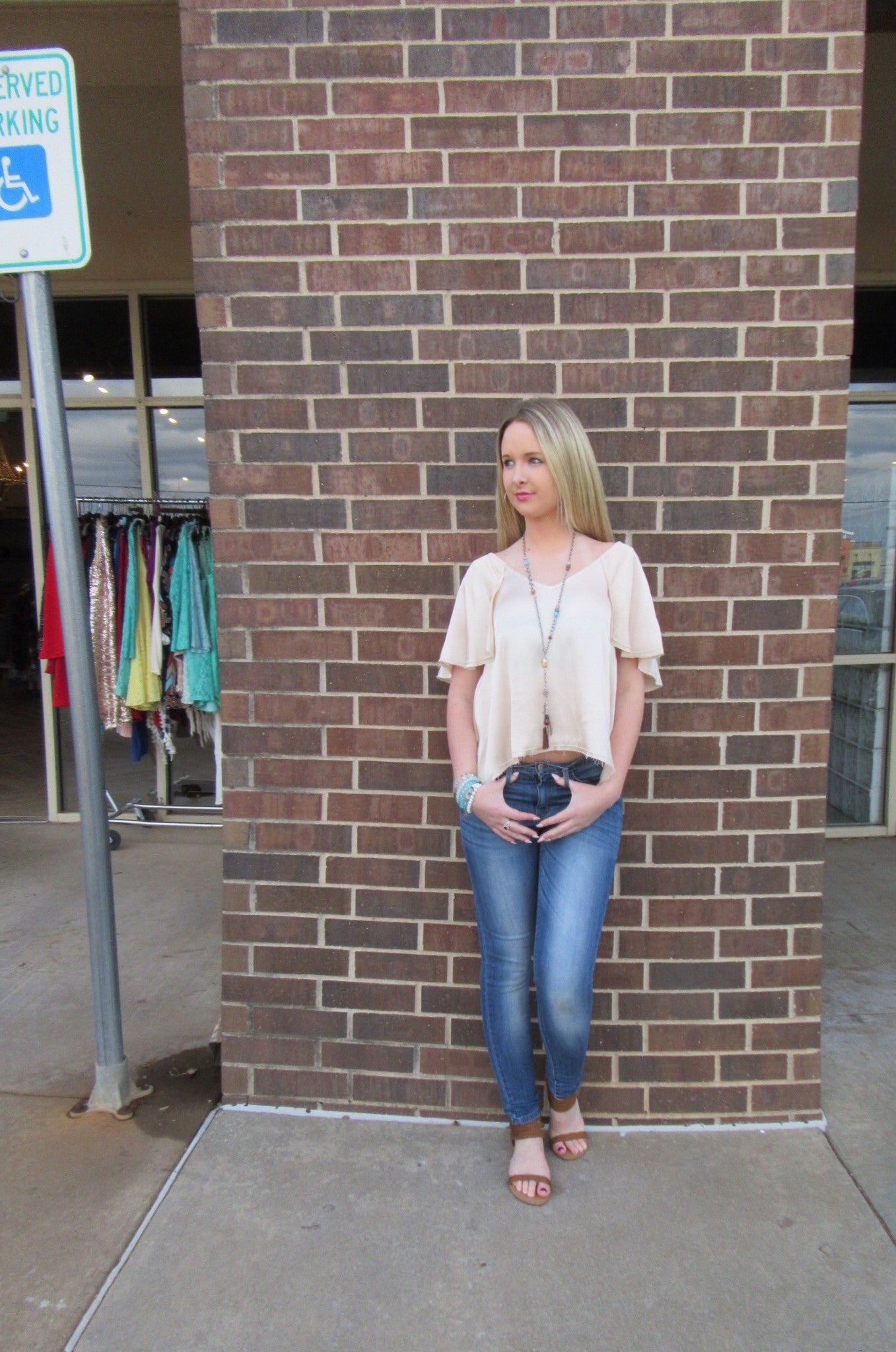SHASTA Matte Satin V-Neck RuffleBack Top