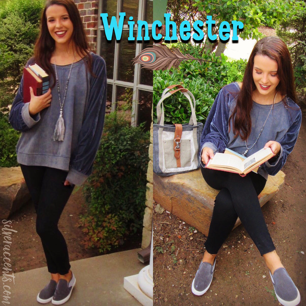 WINCHESTER MineralWash Raglan Velvet Sleeve Oversize Top