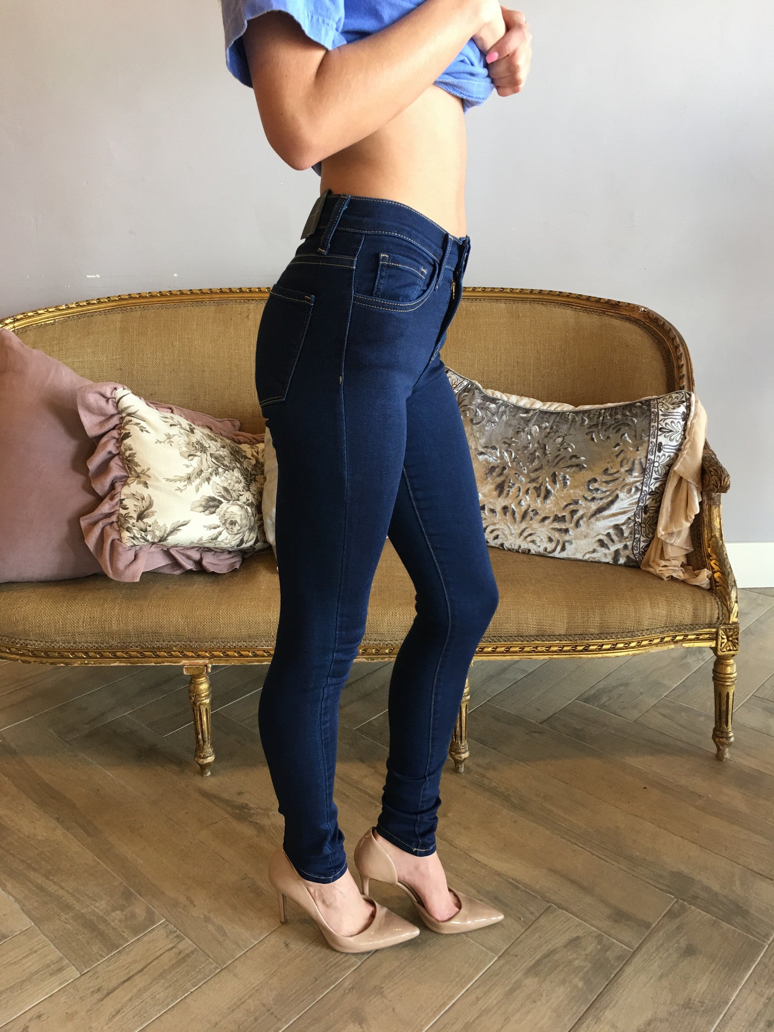 FLYING MONKEY HiRise BLUE BLOOD Extra Lycra Skinny Jean