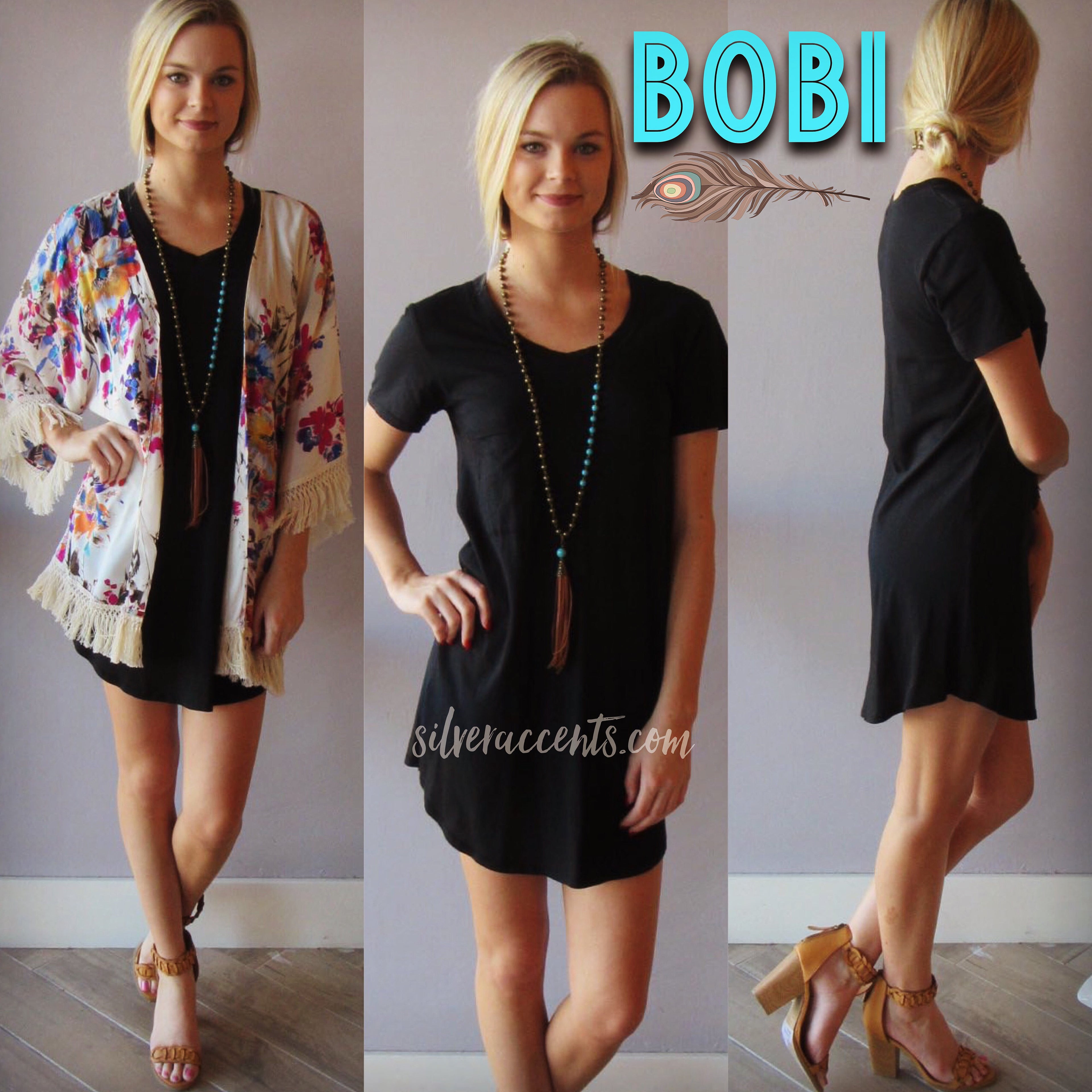 BOBI Lightweight Jersey PERFECT BOYFRIEND V-Neck ScoopNeck Tunic Dress