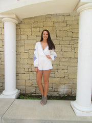 TEMECULA Embroidered Crossover Short Romper