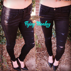 FLYING MONKEY Distressed BLACK Colored Skinny Jean