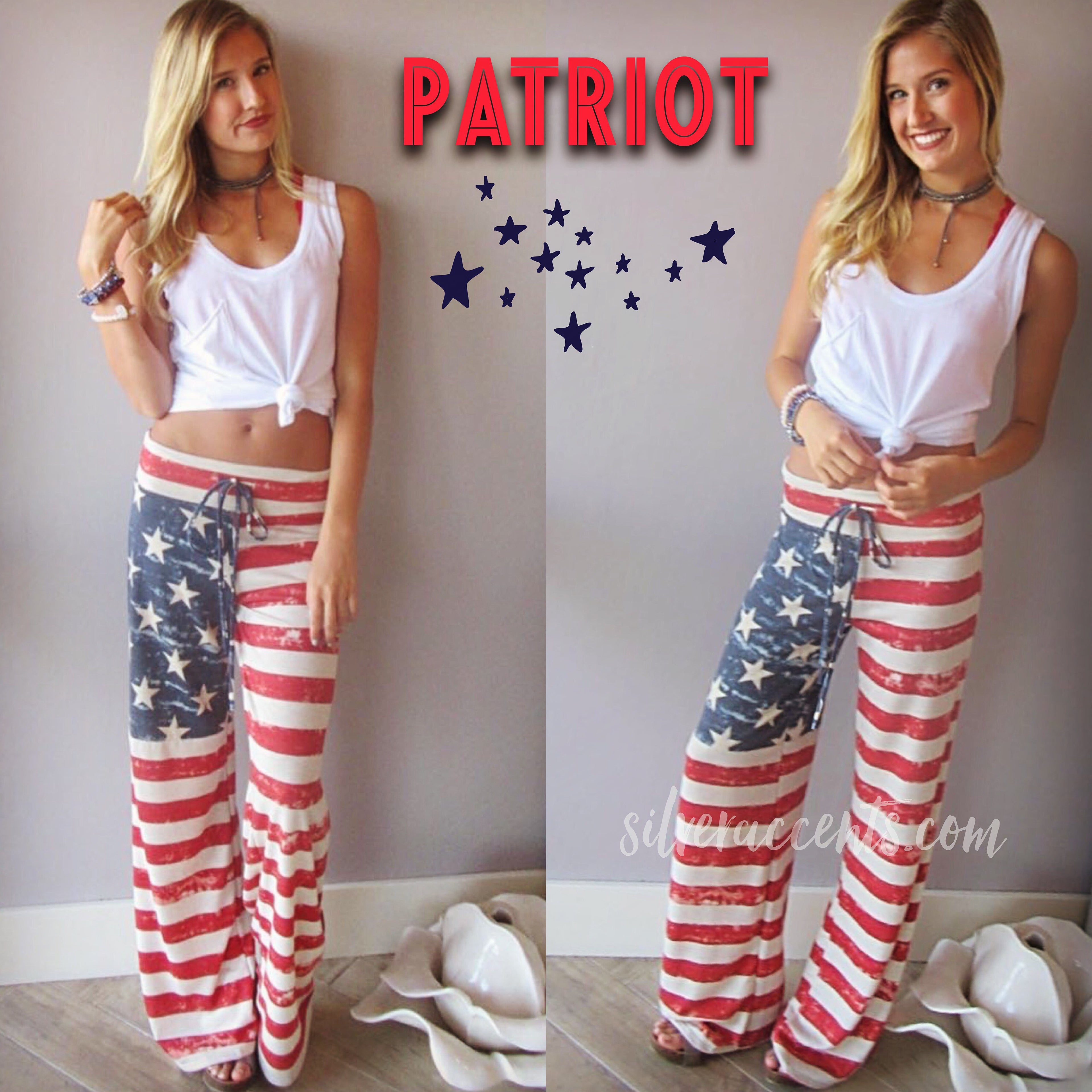 PATRIOT Vintage Flag Print Foldover Lounge Pant