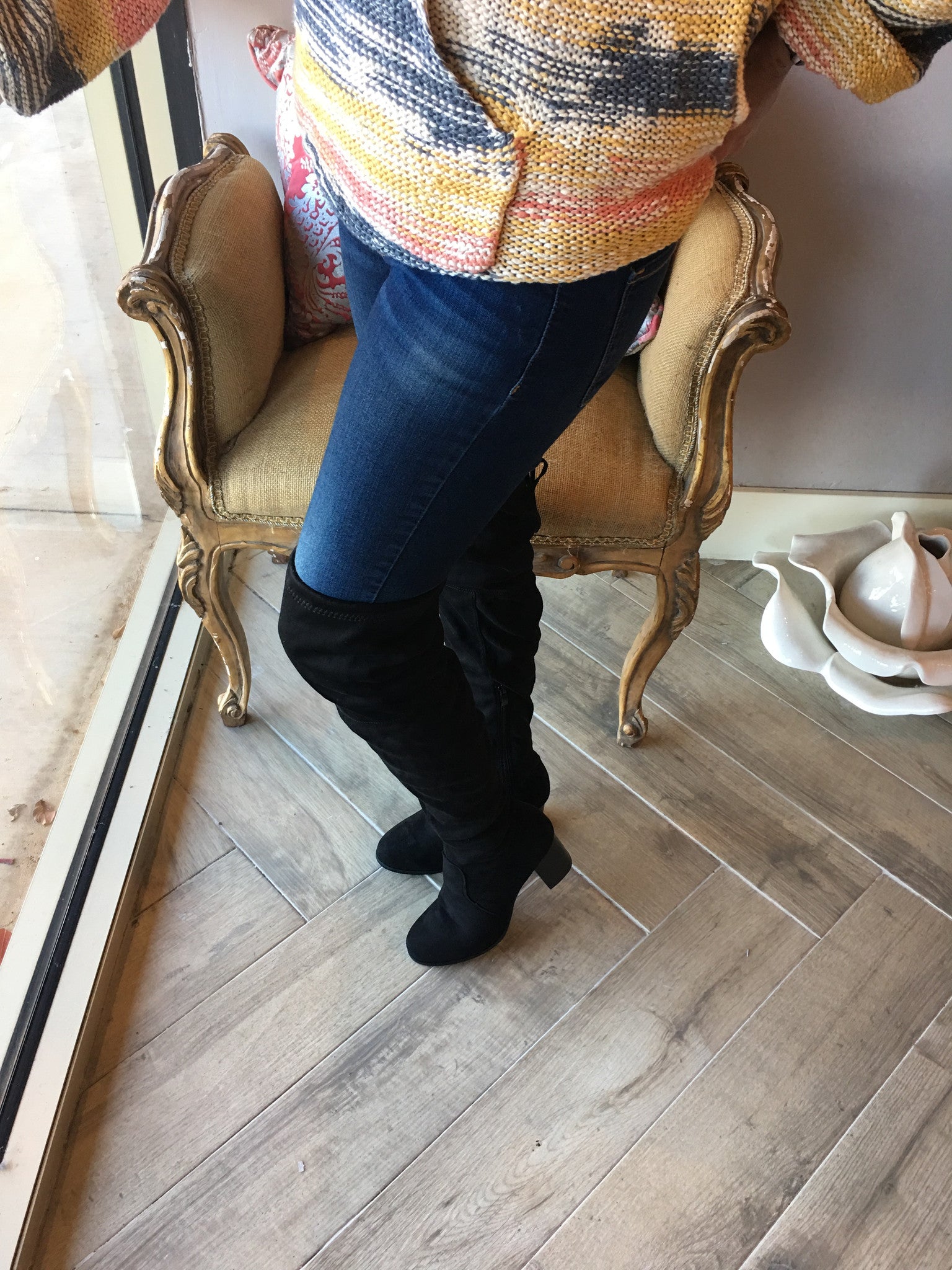 STUART Over The Knee TieBack Boots Shoes
