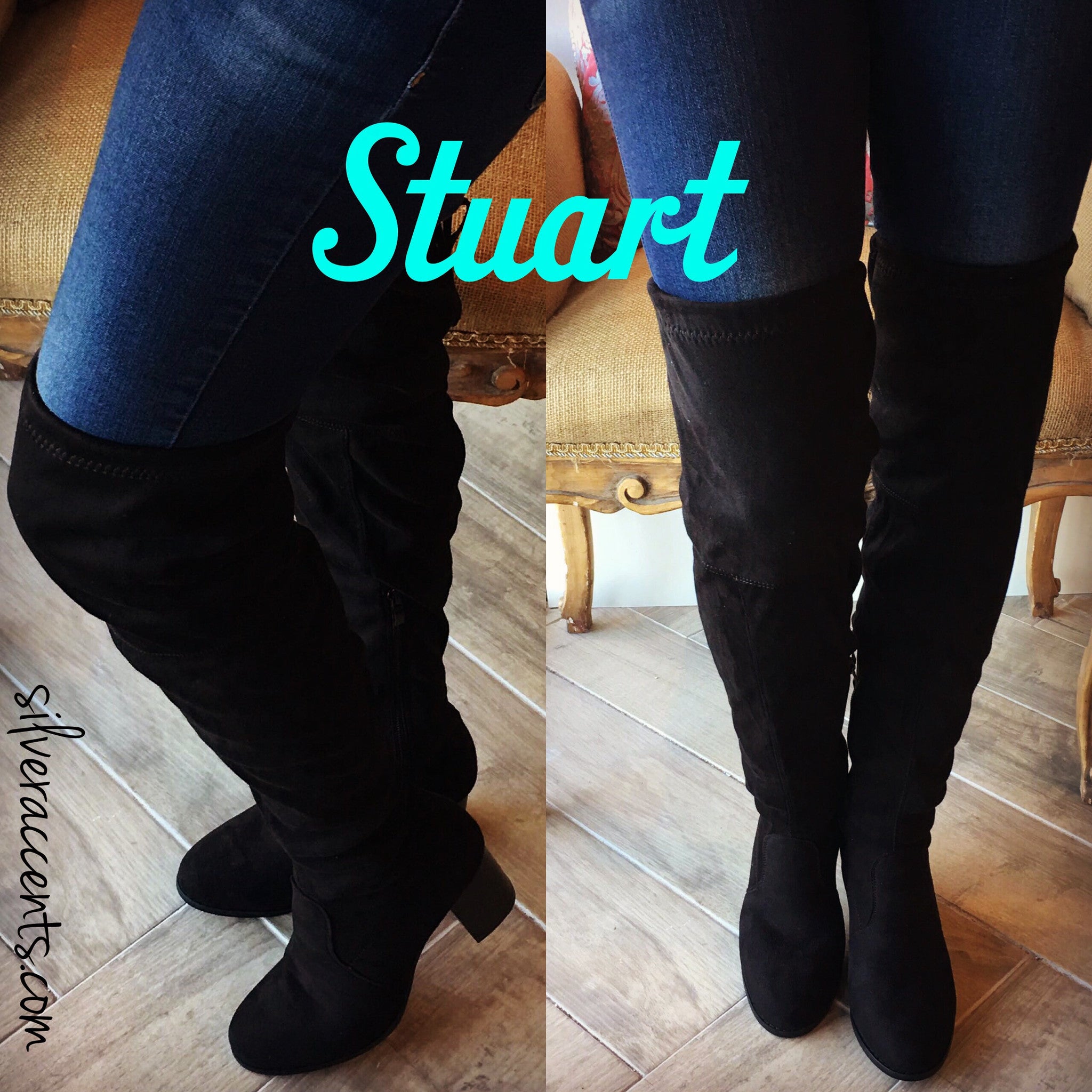 STUART Over The Knee TieBack Boots Shoes