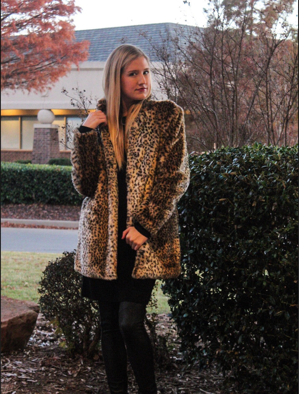 RUNWAY Leopard Faux Fur Jacket Coat Top