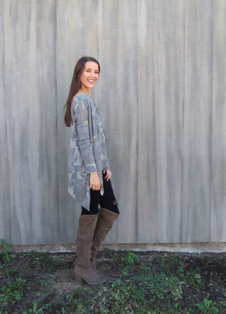 DELOZIER Super Soft Terry Asymmetric Tunic Top