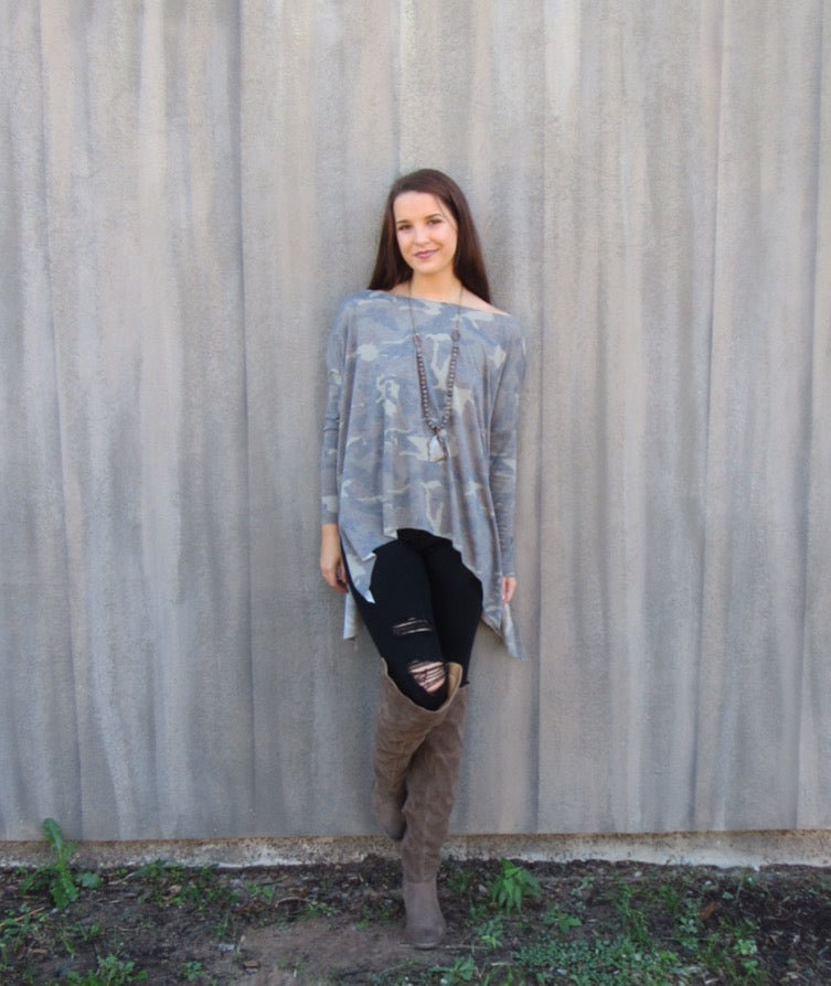 DELOZIER Super Soft Terry Asymmetric Tunic Top