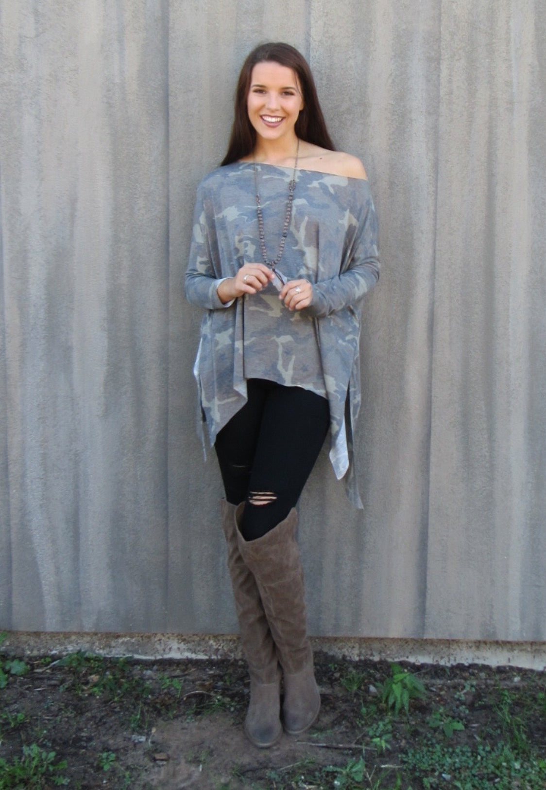 DELOZIER Super Soft Terry Asymmetric Tunic Top