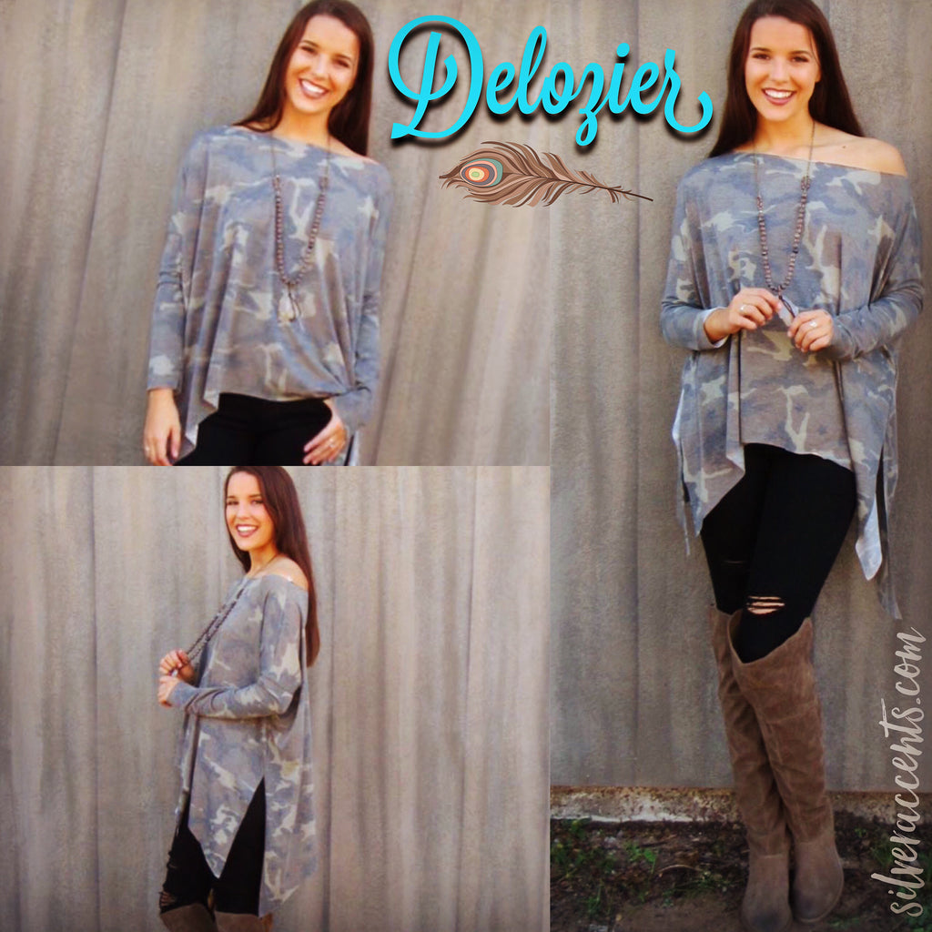 DELOZIER Super Soft Terry Asymmetric Tunic Top