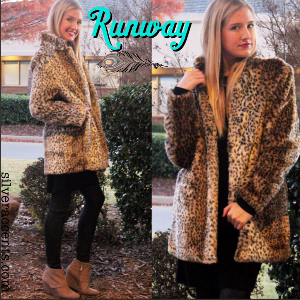 RUNWAY Leopard Faux Fur Jacket Coat Top