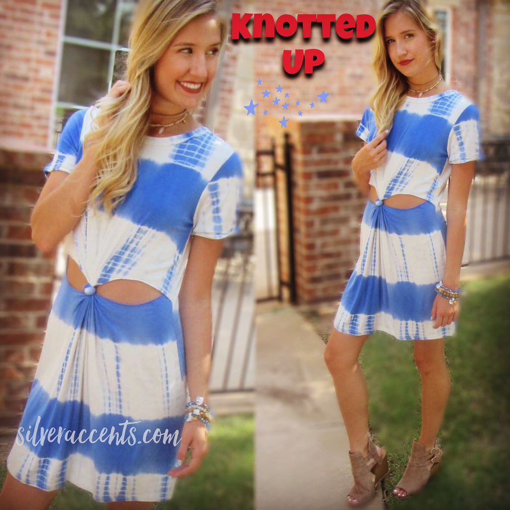 KNOTTED UP DipDye Jersey Cutout Knot Dress