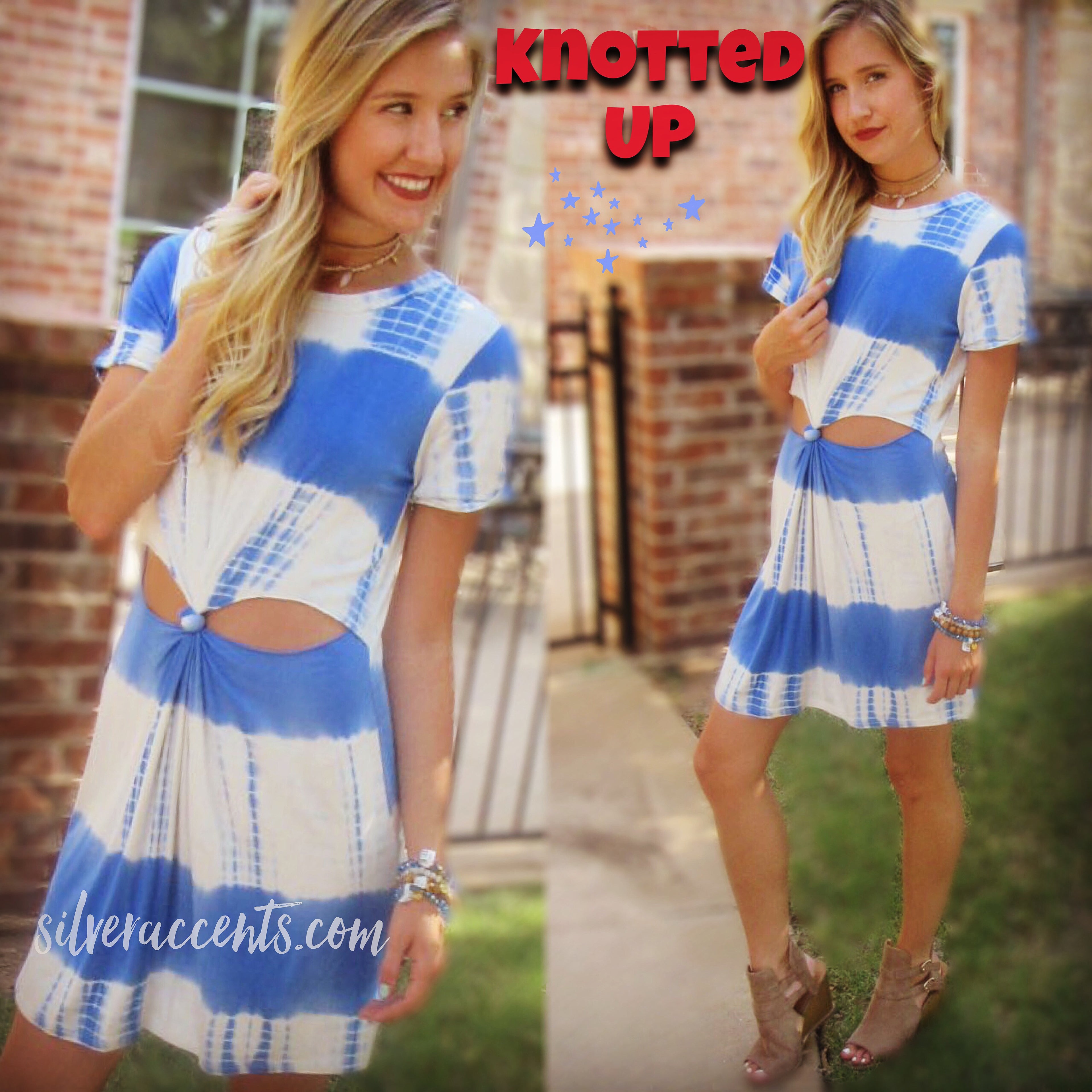 KNOTTED UP DipDye Jersey Cutout Knot Dress