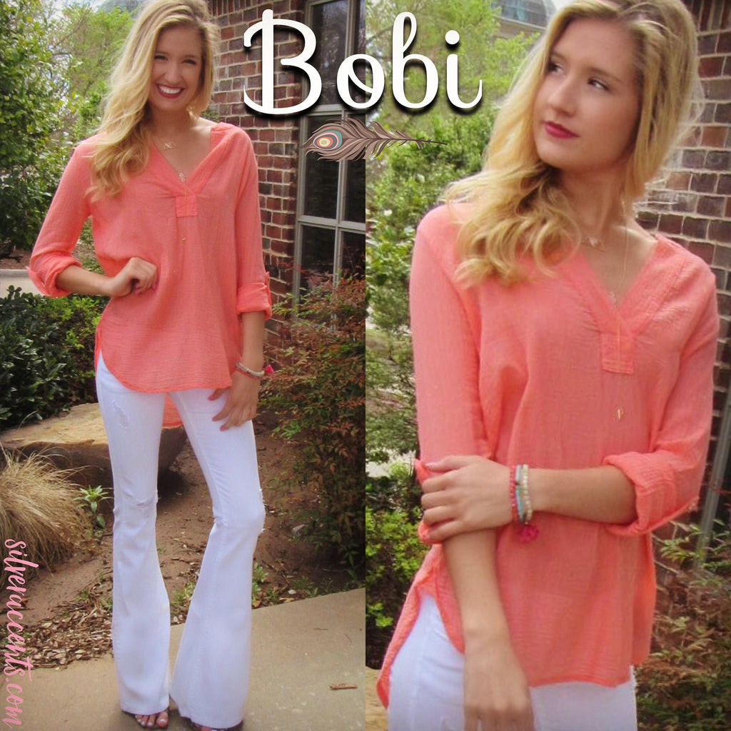 BOBI Gauze VINEYARD RollSleeve Tunic Top