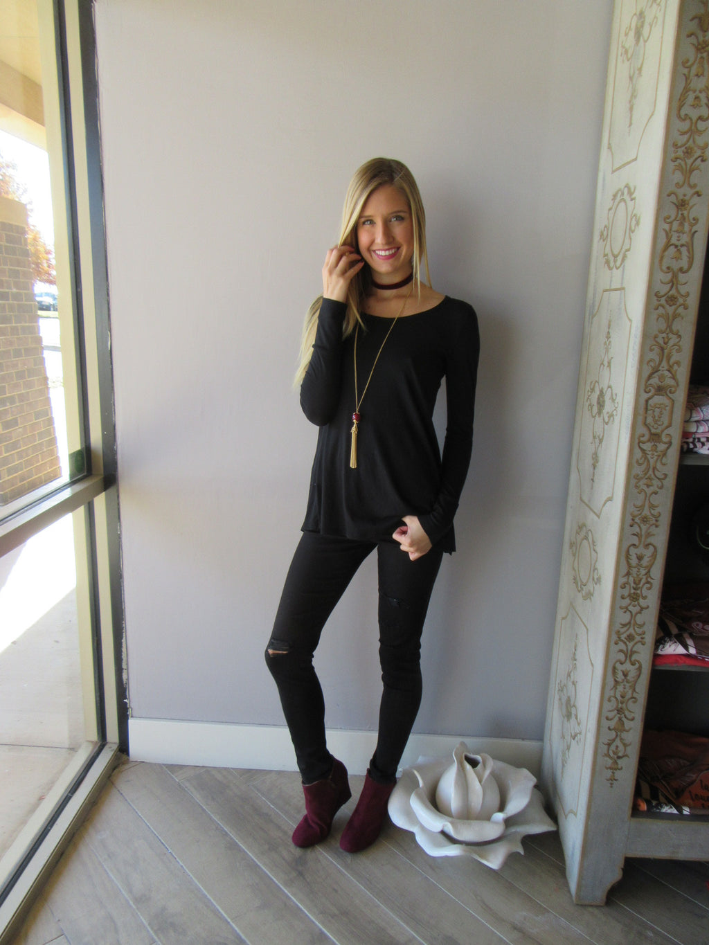 BOBI Lightweight Jersey LET IT ROLL Knot Back Top