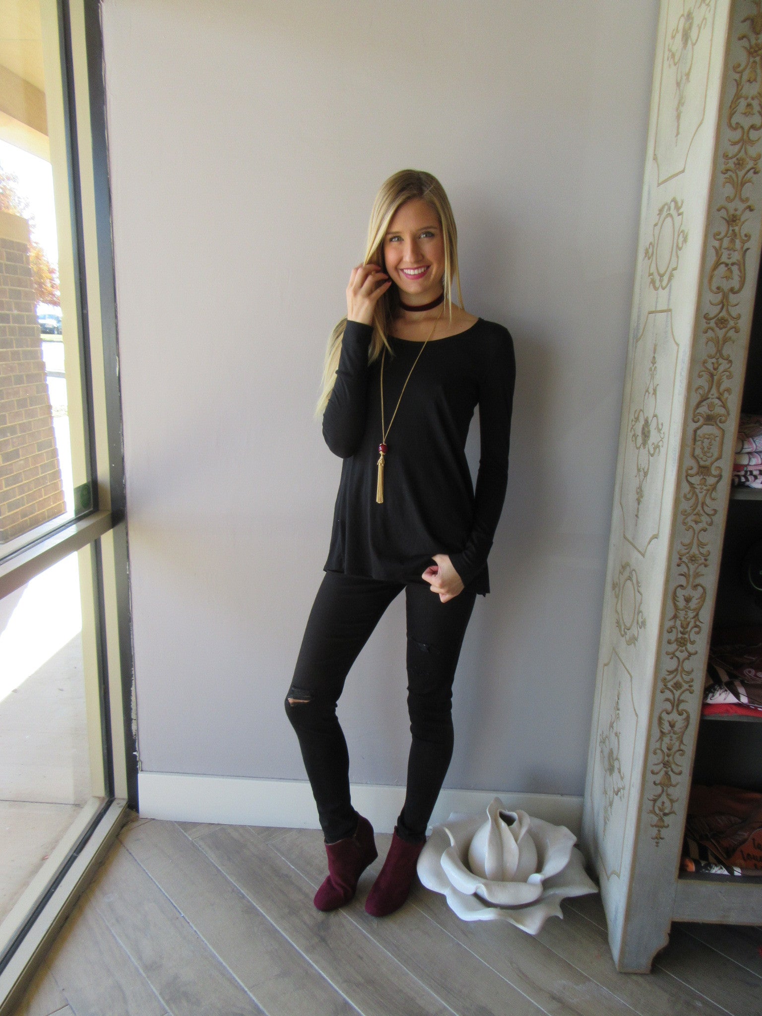 BOBI Lightweight Jersey LET IT ROLL Knot Back Top