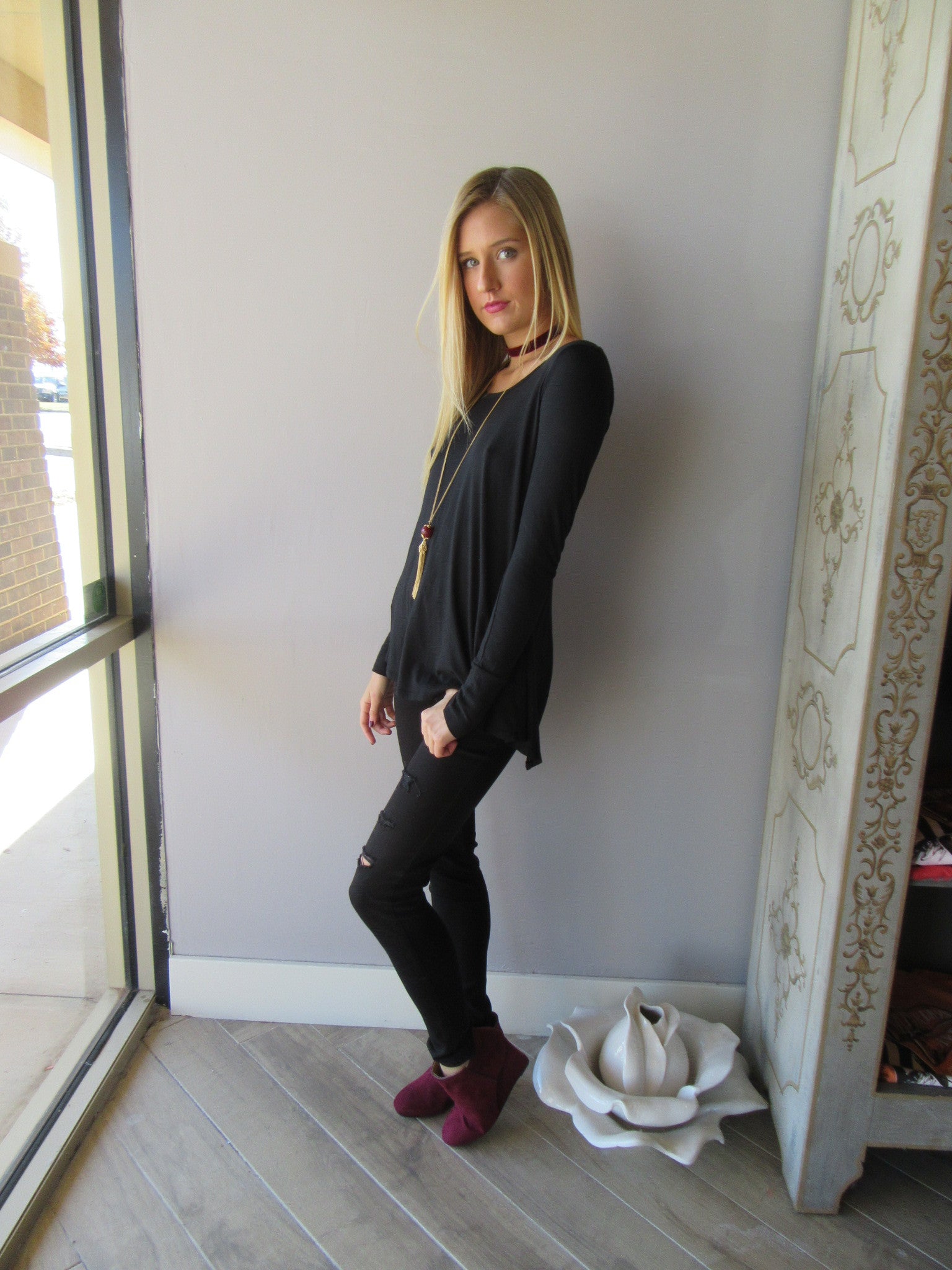 BOBI Lightweight Jersey LET IT ROLL Knot Back Top