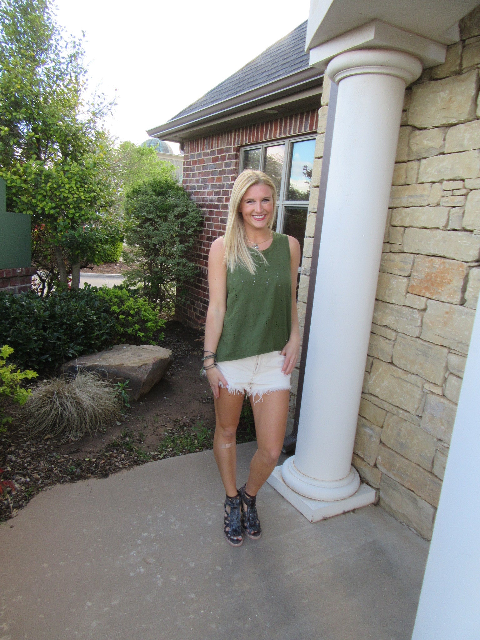 BOBI Distressed ABBOTT HiLo Slub Jersey Tank Top